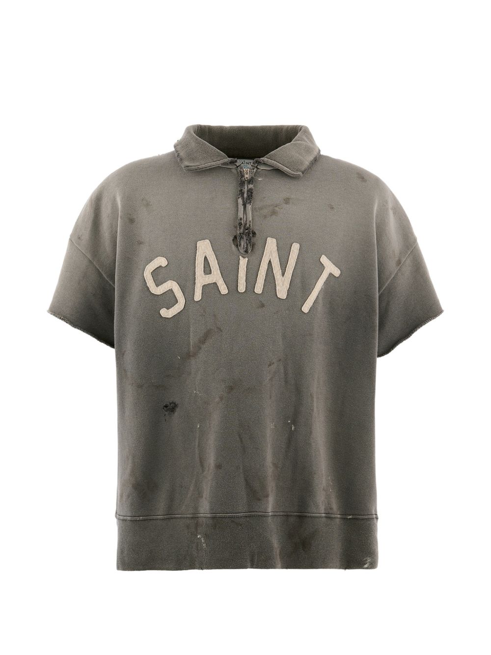Saint Mxxxxxx Grey Half‑Zip Polo Shirt — Topwear