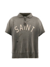 Saint Mxxxxxx Grey Half‑Zip Polo Shirt — Topwear
