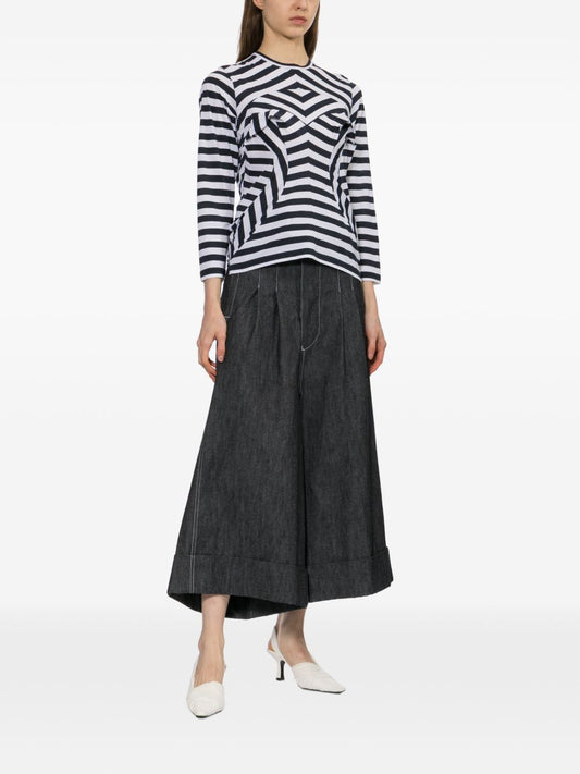 Junya Watanabe Trousers — Black Wide‑Leg Cotton