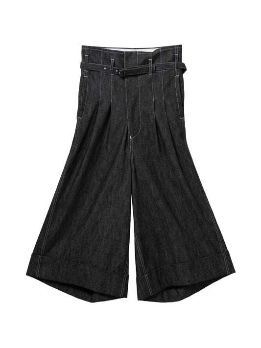 Junya Watanabe Trousers — Black Wide‑Leg Cotton