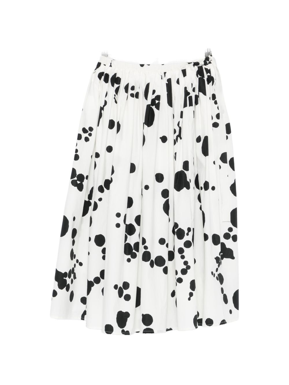 Apuntob Printed Cotton Midi Skirt — Black Polka Dot