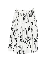 Apuntob Printed Cotton Midi Skirt — Black Polka Dot