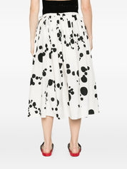 Apuntob Printed Cotton Midi Skirt — Black Polka Dot
