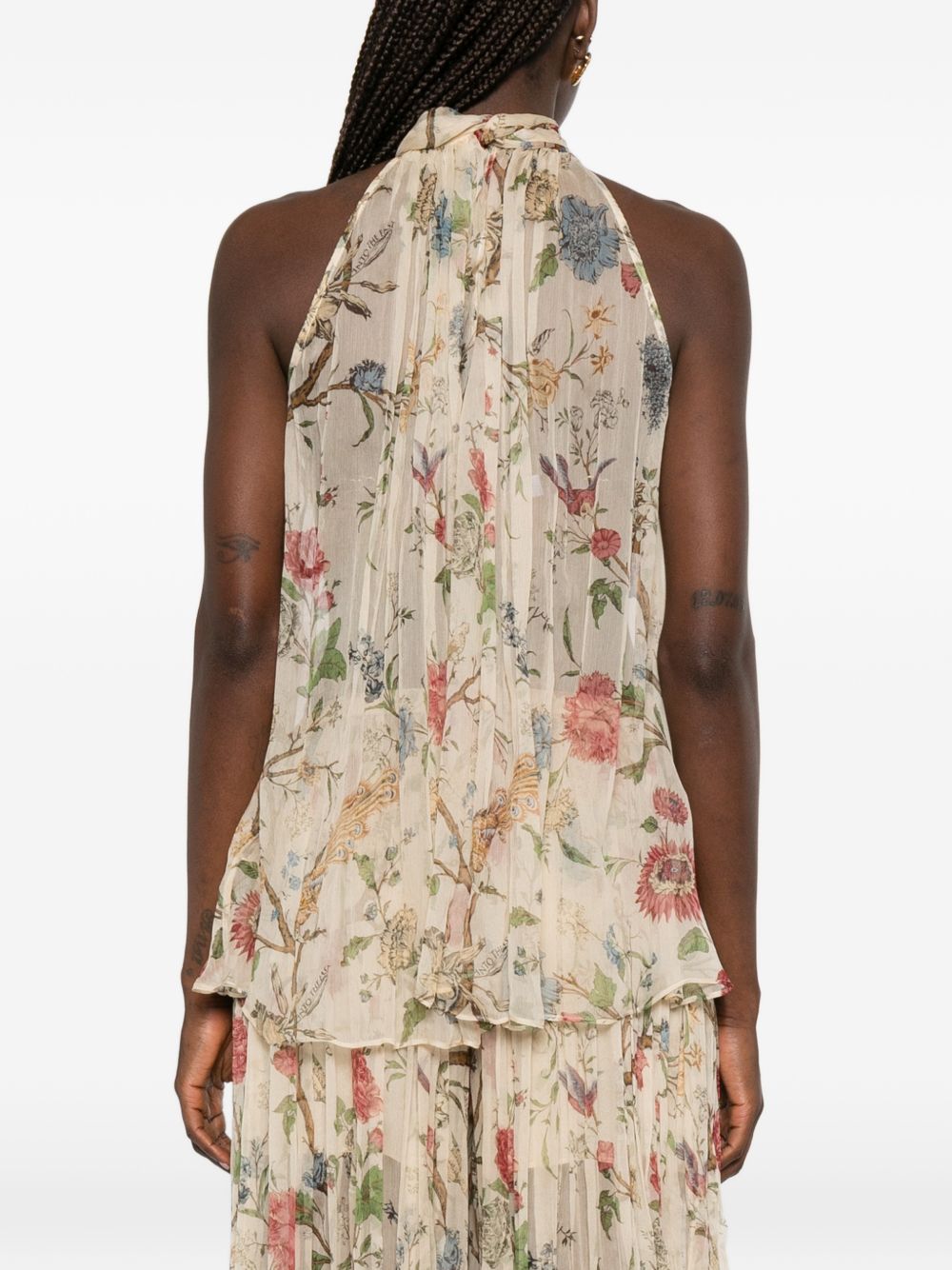 Into The East Printed Silk Top