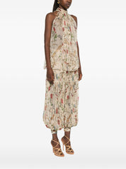 Into The East Printed Silk Top