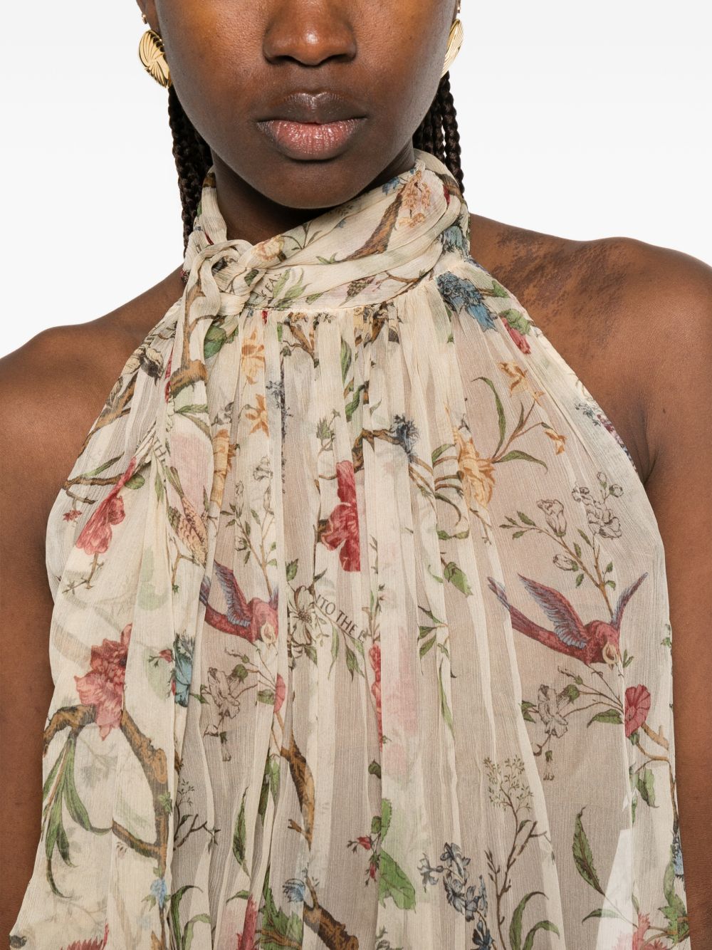 Into The East Printed Silk Top