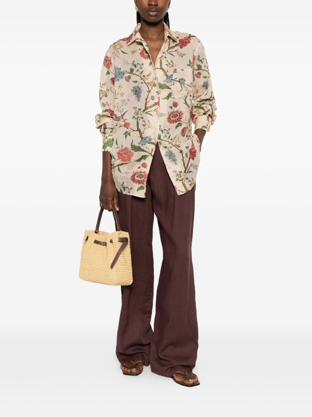 INTO THE EAST Printed Shirt for Women — Ivory Shirt