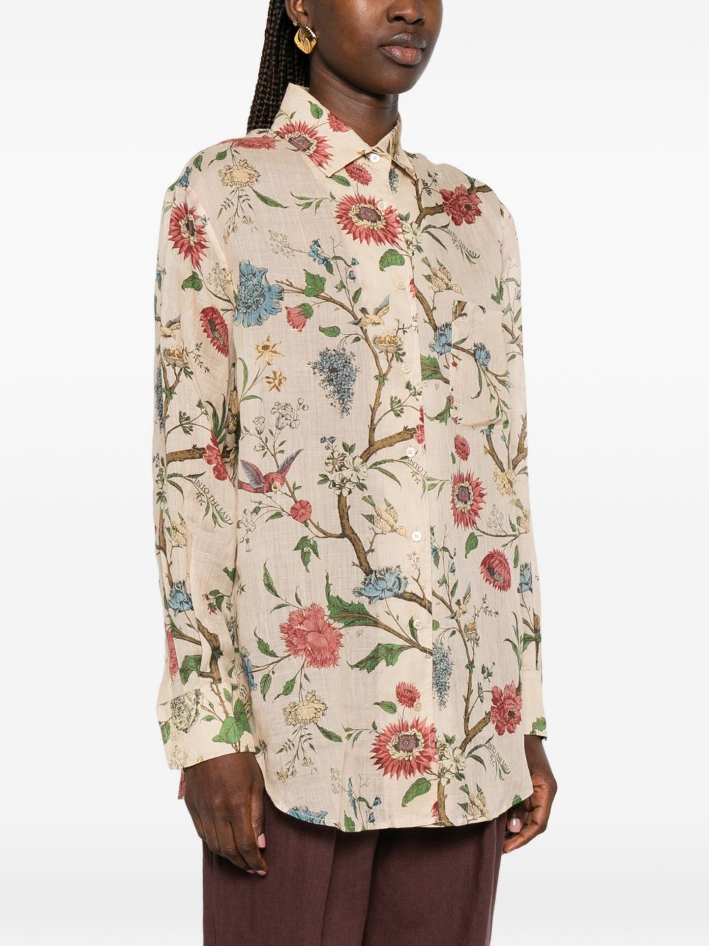 INTO THE EAST Printed Shirt for Women — Ivory Shirt