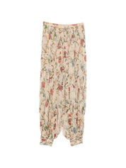 INTO THE EAST Printed Silk Trousers — Ivory Florals
