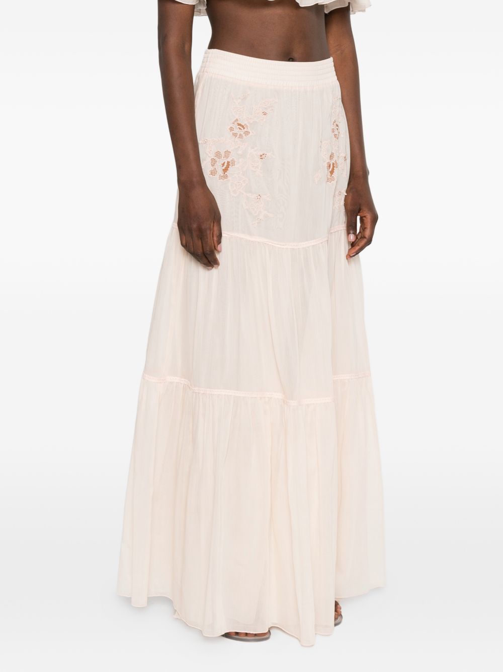 Ermanno Scervino Cotton Long Skirt — Pink Floral, New In