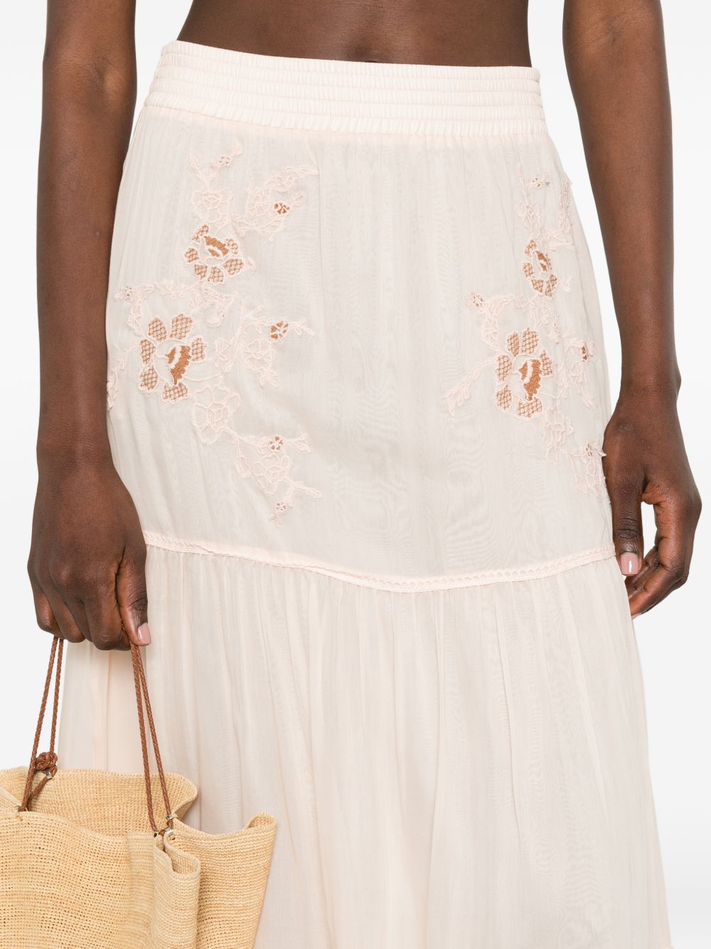 Ermanno Scervino Cotton Long Skirt — Pink Floral, New In