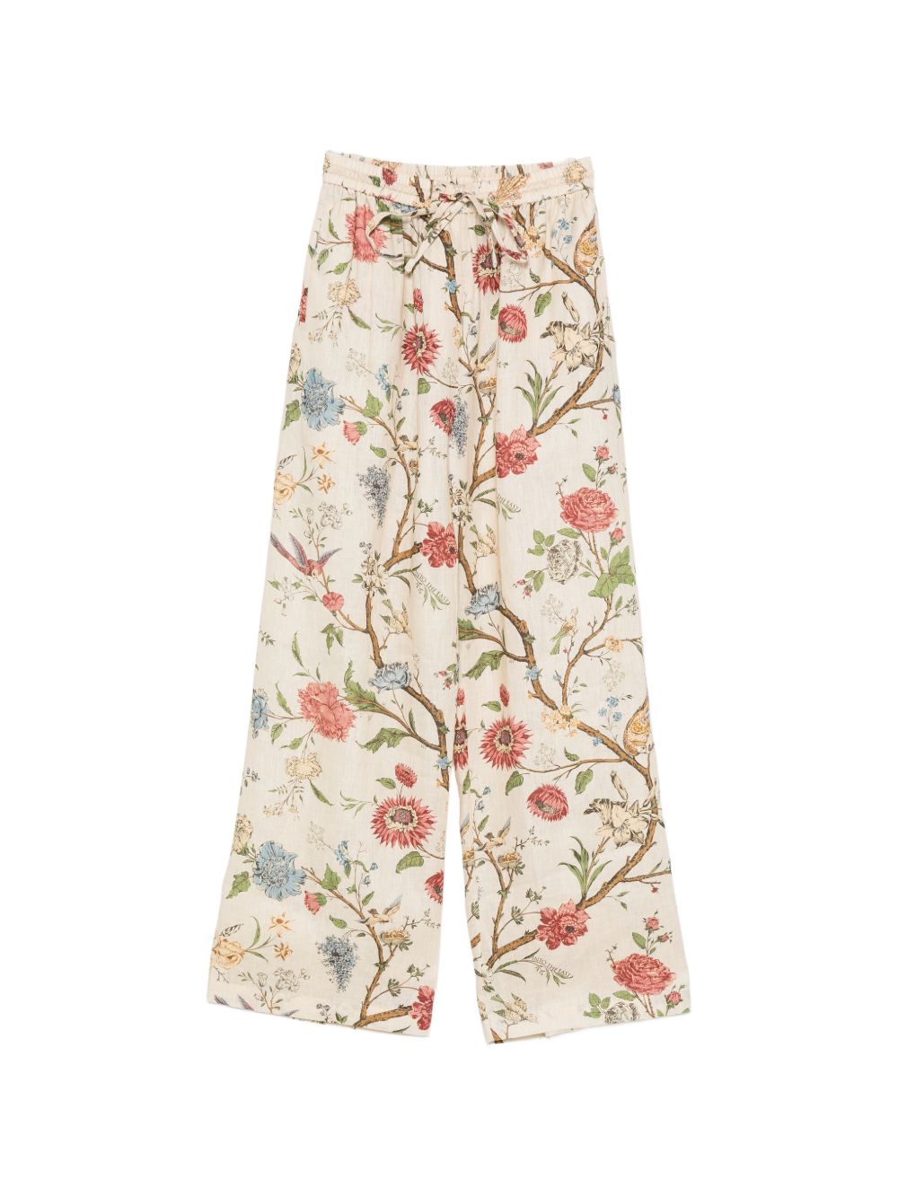 INTO THE EAST Printed Linen Trousers — Resort Floral Fit