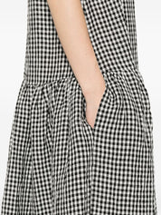 Apuntob Checked Cotton Midi Dress