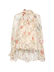INTO THE EAST Silk Printed Shirt — Floral Long Sleeve