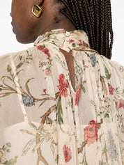 INTO THE EAST Silk Printed Shirt — Floral Long Sleeve