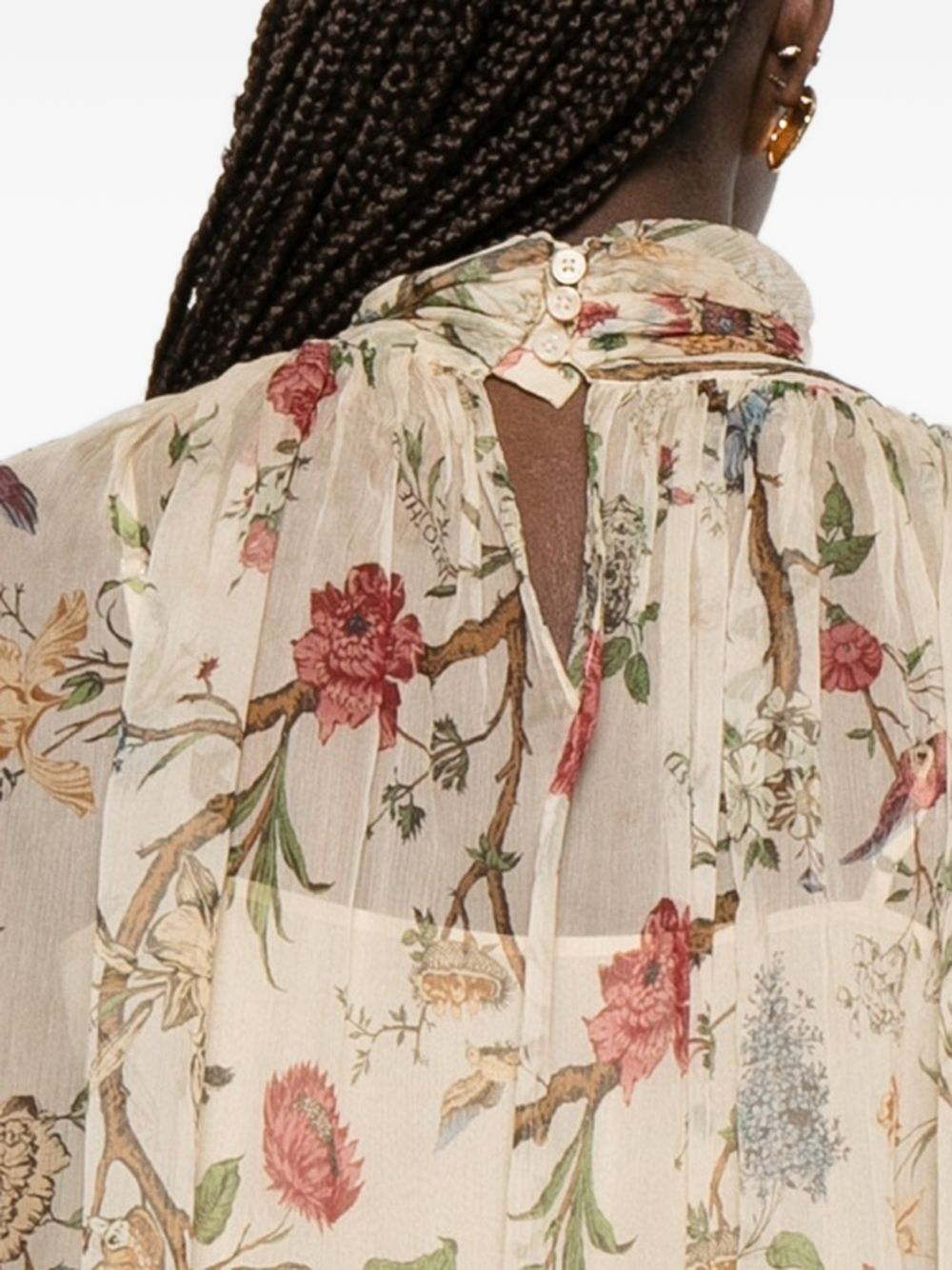 INTO THE EAST Silk Printed Shirt — Floral Long Sleeve