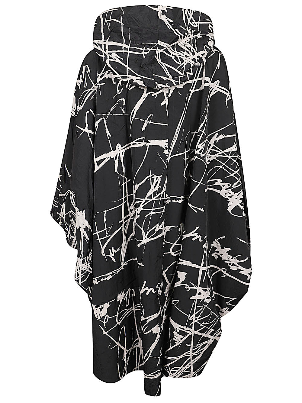 MOYURU Jackets — Cape Coat with Hood (Black & White)