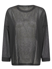 MIZUIRO Sweaters — Black Crewneck Sweater for Women