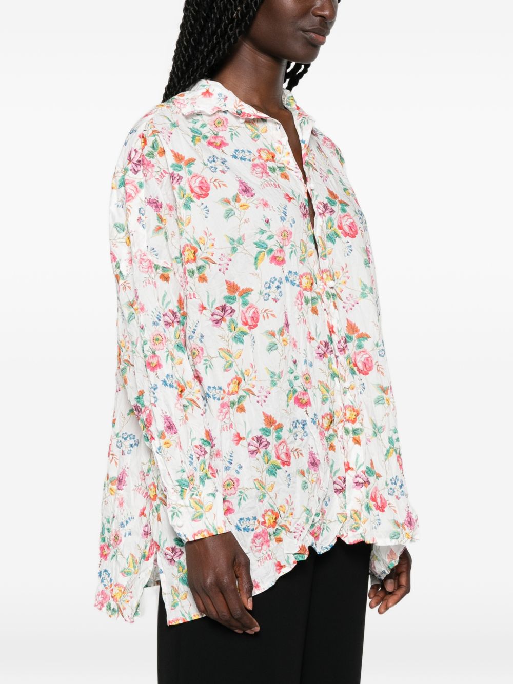 Daniela Gregis Cotton Shirt — White Floral Shirt