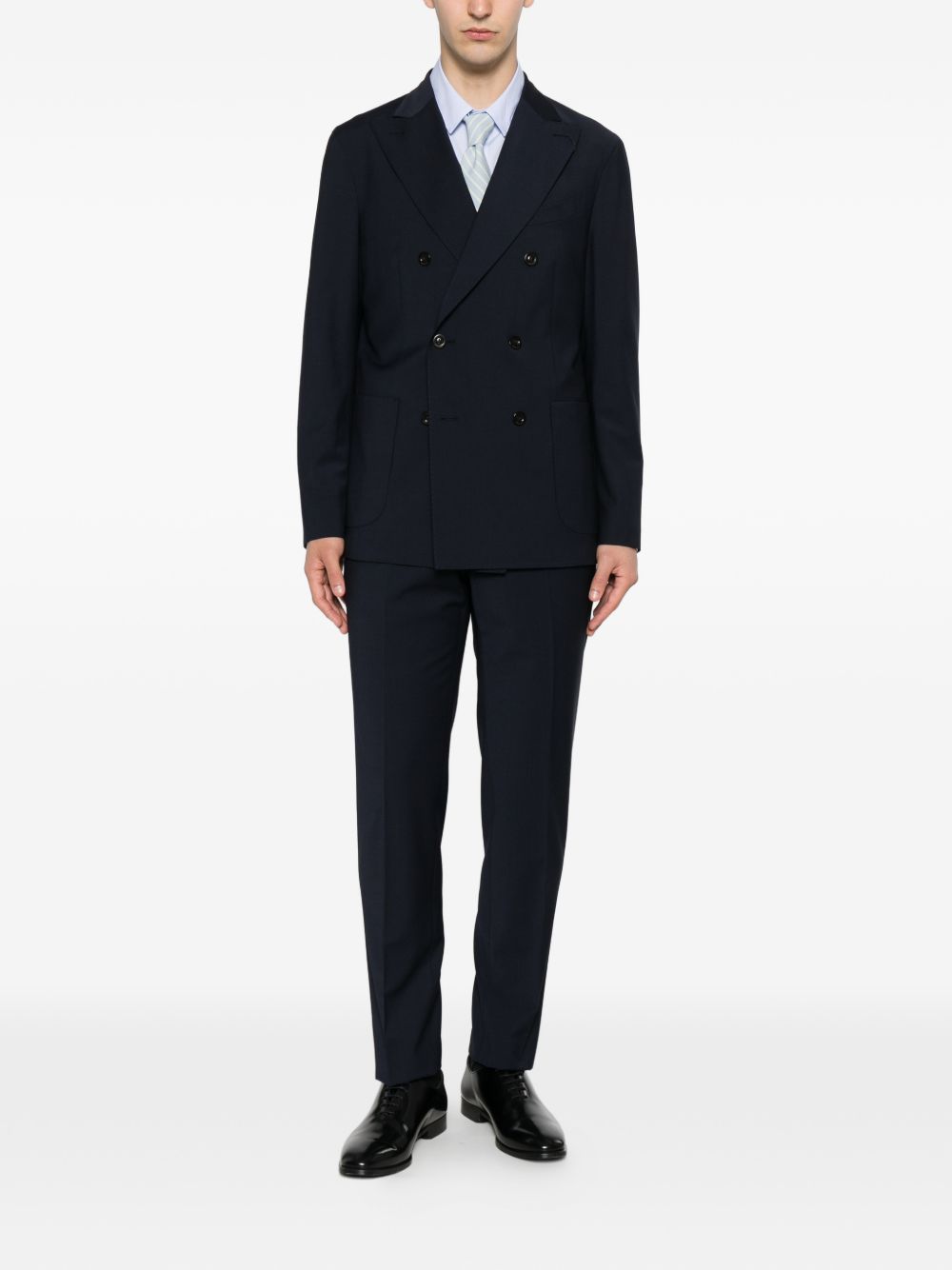 Boglioli Double-Breasted Wool Suit — Navy Peak Lapels
