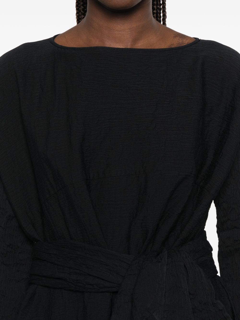 Daniela Gregis Cotton Dress — Black Belted Midi