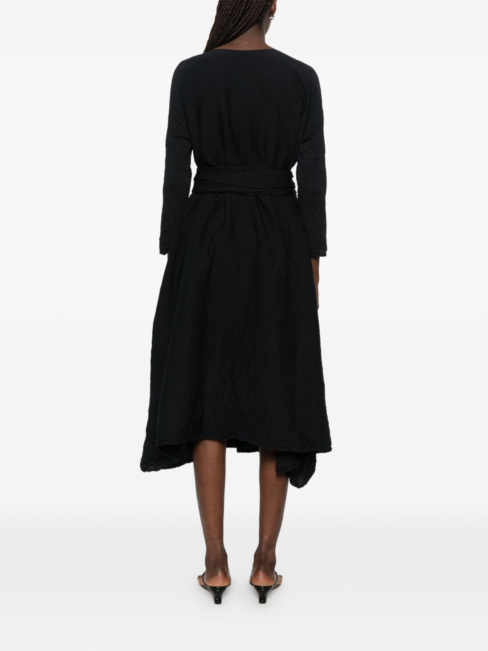 Daniela Gregis Cotton Dress — Black Belted Midi