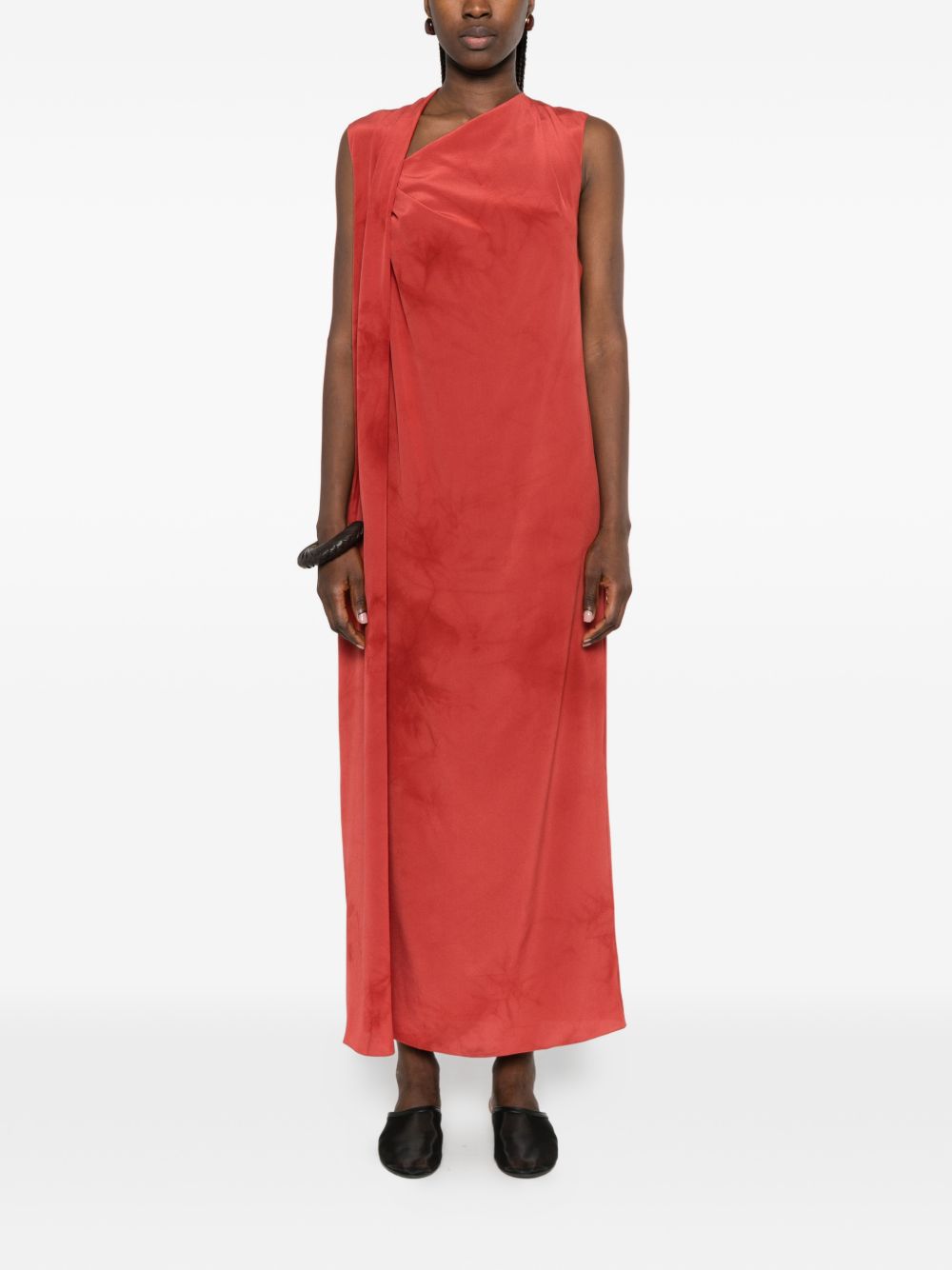 Cortana Dresses — Estela Silk Long Dress in Carmine Red