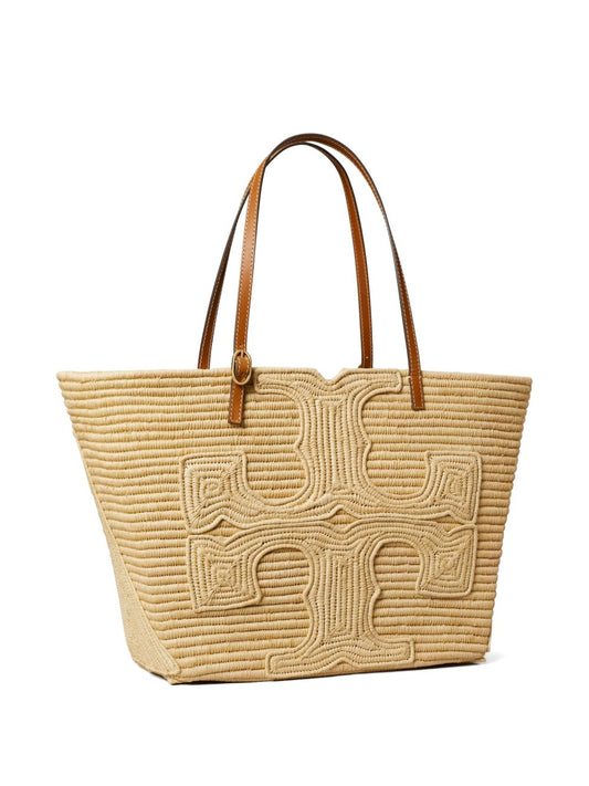 Tory Burch Beige Straw Shopper Tote — Large Ella