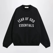 Fear of God Essentials Black cotton fleece sweatshirt with logo embroidery