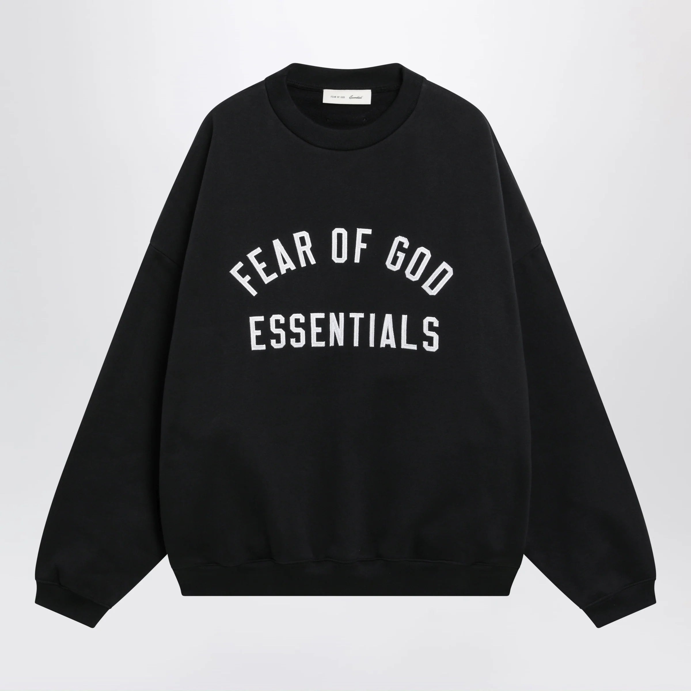 Fear of God Essentials Black cotton fleece sweatshirt with logo embroidery