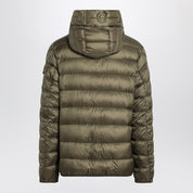 Moncler short zip-up puffer in khaki