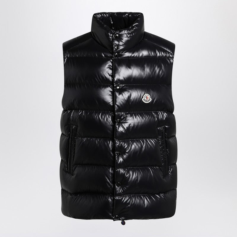 Doudoune sans manches zippée noire brillante Moncler
