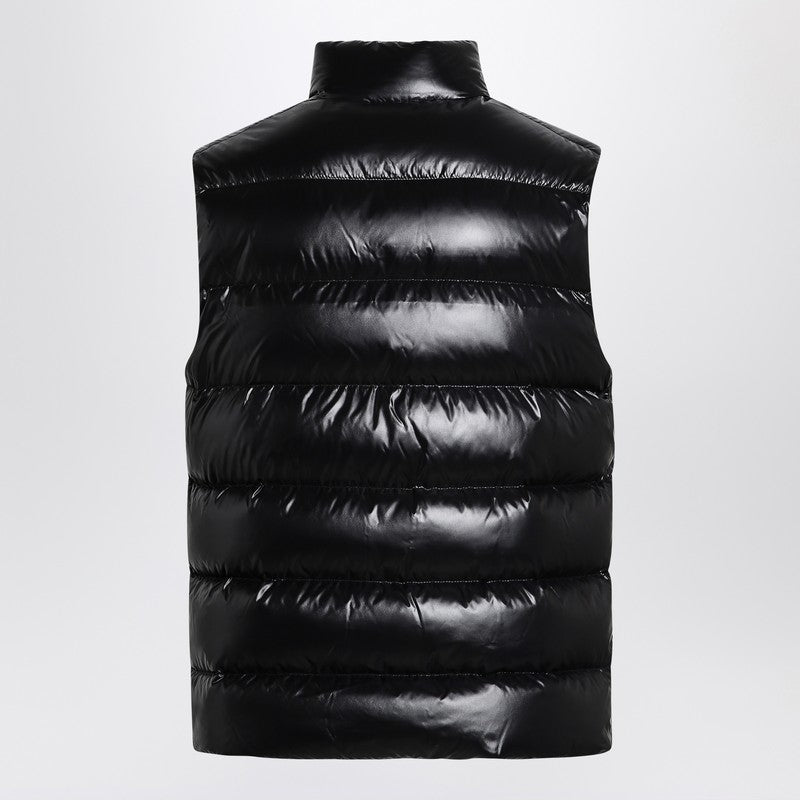Doudoune sans manches zippée noire brillante Moncler