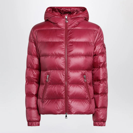 Moncler Glesse short padded jacket with hood in red