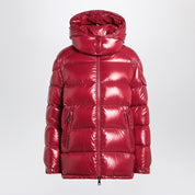 Chaqueta de plumón Moncler rojo rubí de nailon lacado