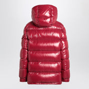Chaqueta de plumón Moncler rojo rubí de nailon lacado