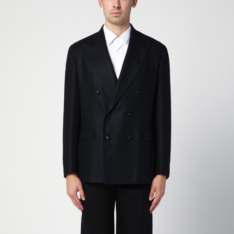 Tagliatore Black wool and cashmere double-breasted jacket