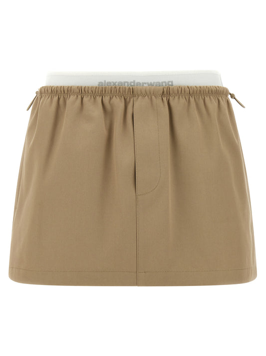 Alexander Wang Double Layer Waist Skirt — Beige Mini