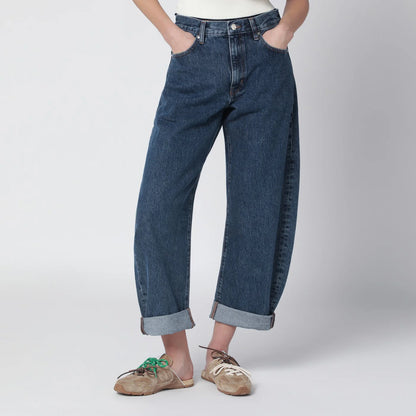 Frame Bubble Indigo-Blue Jeans — High Waist Denim (Women)