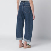 Frame Bubble Indigo-Blue Jeans — High Waist Denim (Women)
