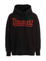 Dsquared2 Hoodie — Black Oversized Cotton Topwear