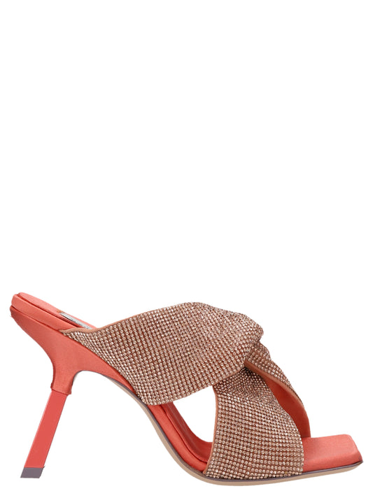 Sebastian Paris Mules Sandals – Pink Satin Heels 9.5cm