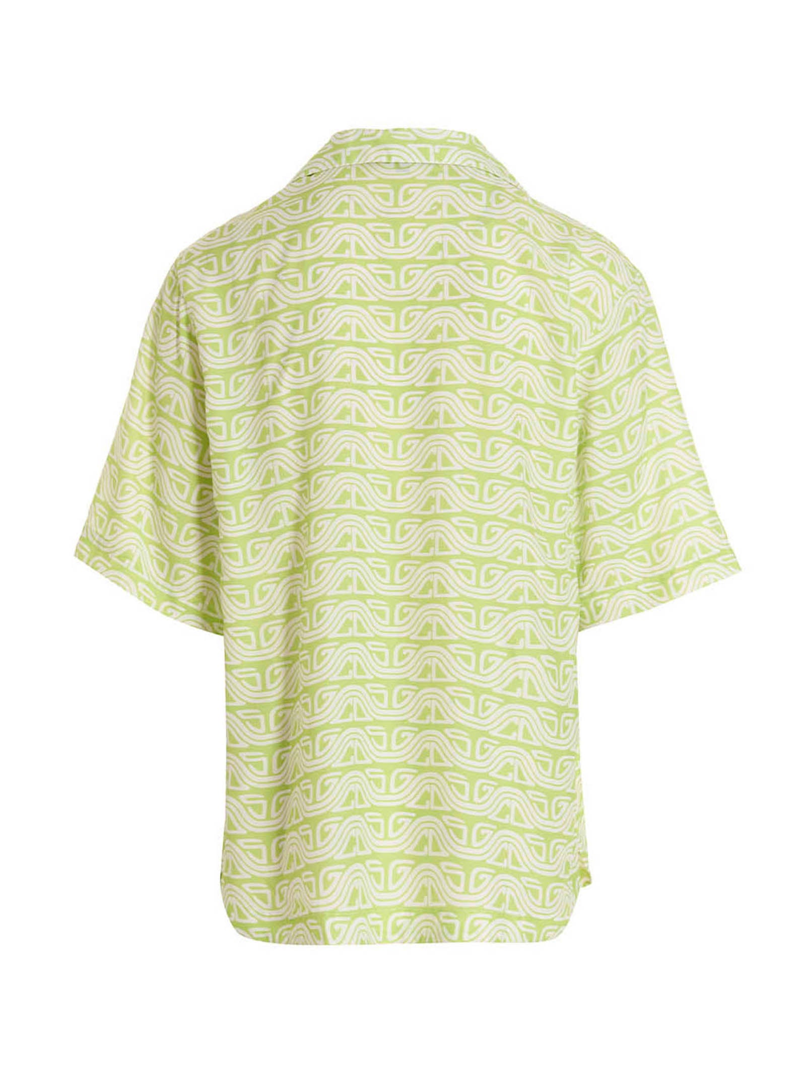 Gcds Waved Logo Shirt — Green Short-Sleeve (Men)