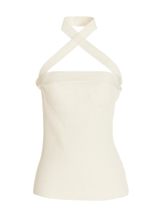 Proenza Schouler Asymmetric Shoulder Knit Top — White