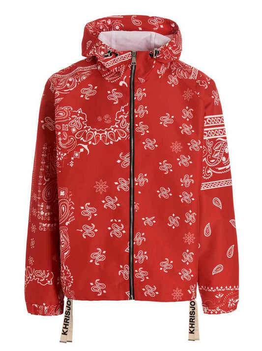 Khrisjoy Windbreaker Bandana Hood Jacket — Red, Men