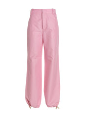 Marni Pink Logo Embroidery Trousers — Women’s Linen