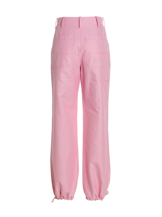 Marni Pink Logo Embroidery Trousers — Women’s Linen