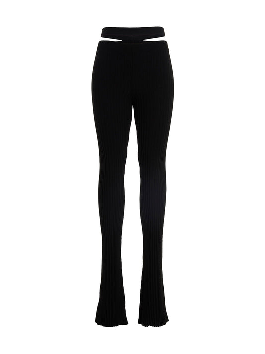 AndreĀdamo Ribbed Flared Trousers — Black | AndreĀdamo