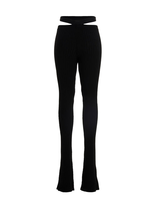 AndreĀdamo Ribbed Flared Trousers — Black | AndreĀdamo