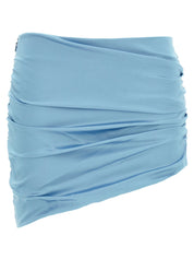 Alessandra Rich Satin Mini Skirt – Light Blue Mini